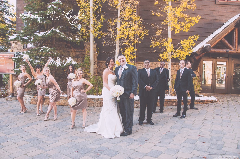 wedding party Fall Wedding photos in Beaver Creek, CO by Denver Wedding Photographer
