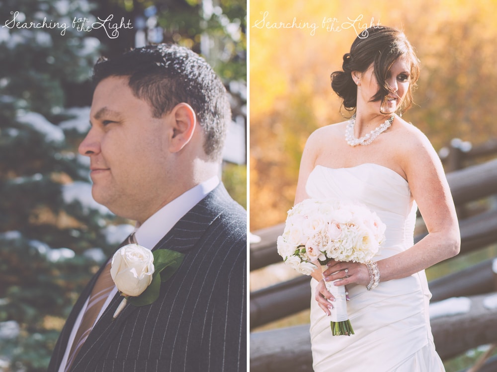 bride and groom at Fall Wedding photos in Beaver Creek, CO by Denver Wedding Photographer