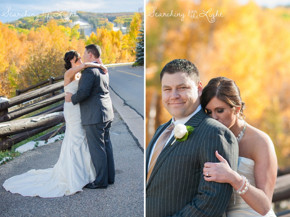 bride and groom Fall Wedding photos in Beaver Creek, CO by Denver Wedding Photographer