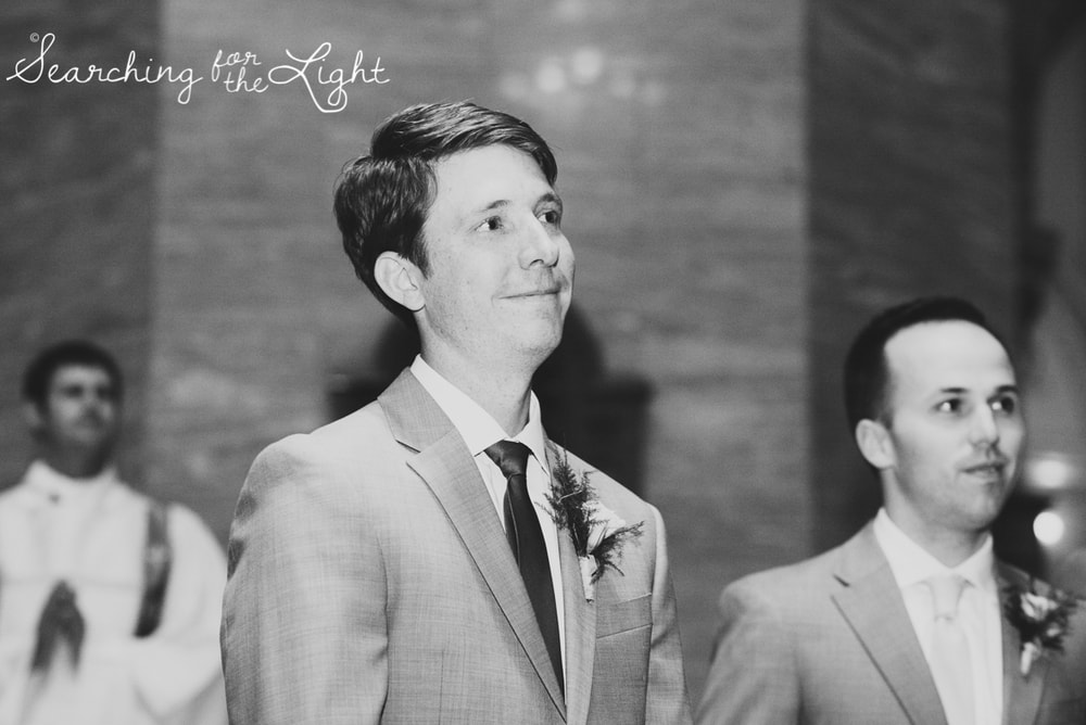 groom seeing his bride for the first time photo at a church wedding photos, colorado wedding photographer