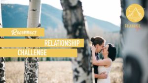 reconnect relationship challenge couple in a forest by aspen trees kissing behind the tree