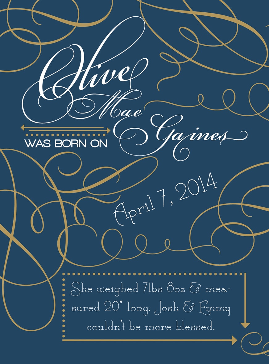Denver-newborn-photographer-Olive Birth Announcement