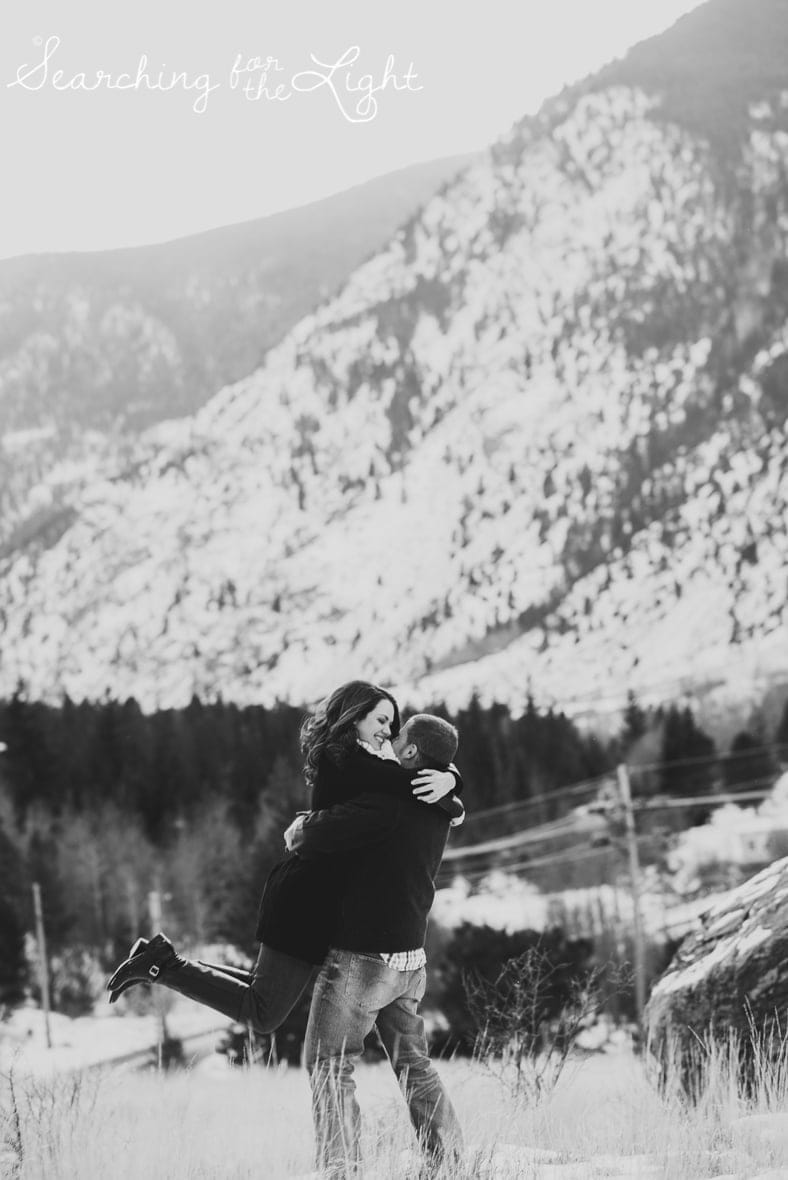 Cuddly Cute winter engagement photos in Georgetown, Colorado by a colorado wedding photographer, destination engagement photos