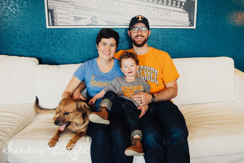 denver photographer, family of three, family photos in your house