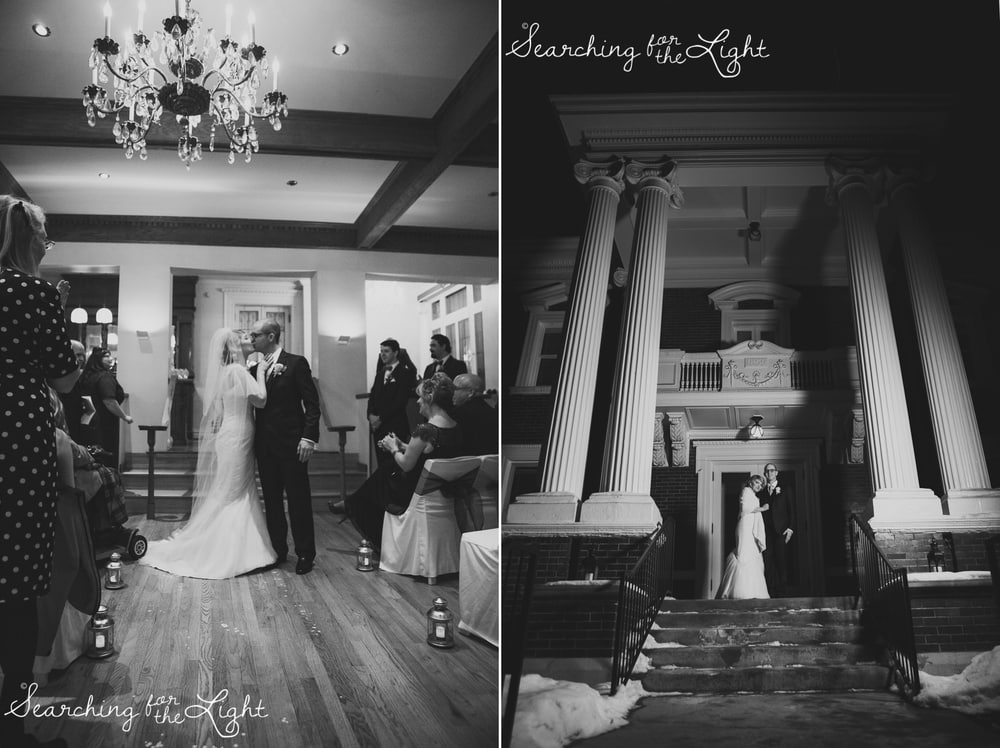Parkside mansion wedding photo by denver wedding photographer, romantic evening wedding photo, city wedding