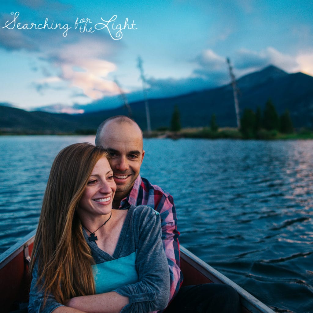 Couple on Lake Dillon for their engagement pictures an alpine lake good for weddings or elopements in Colorado