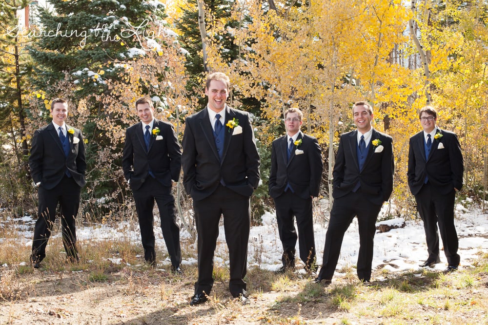 Groomsmen at Snow Mountain Ranch Wedding Photo Fall Wedding by Denver Photographer