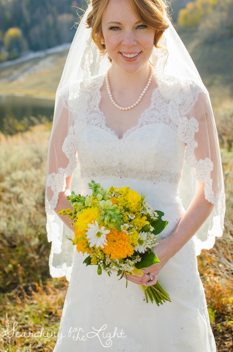 bride at Snow Mountain Ranch Wedding Photo Fall Wedding by Denver Photographer