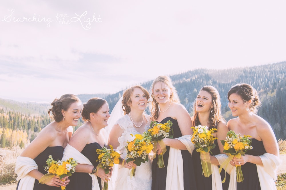 bridesmaides Snow Mountain Ranch Wedding Photo Fall Wedding by Denver Photographer