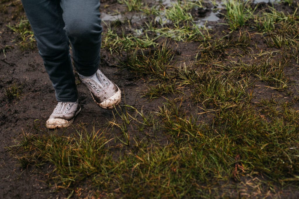 muddy shoes