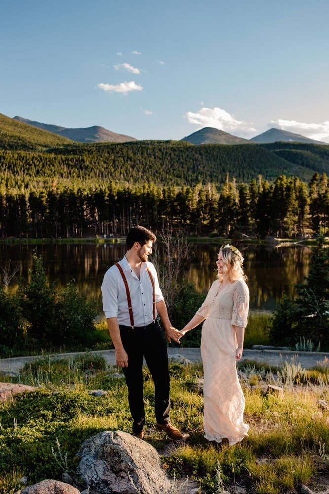 couple in affordable wedding clothes