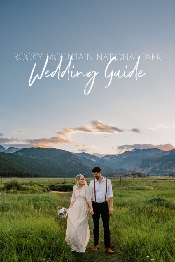couple having a rocky mountain national park wedding guide text