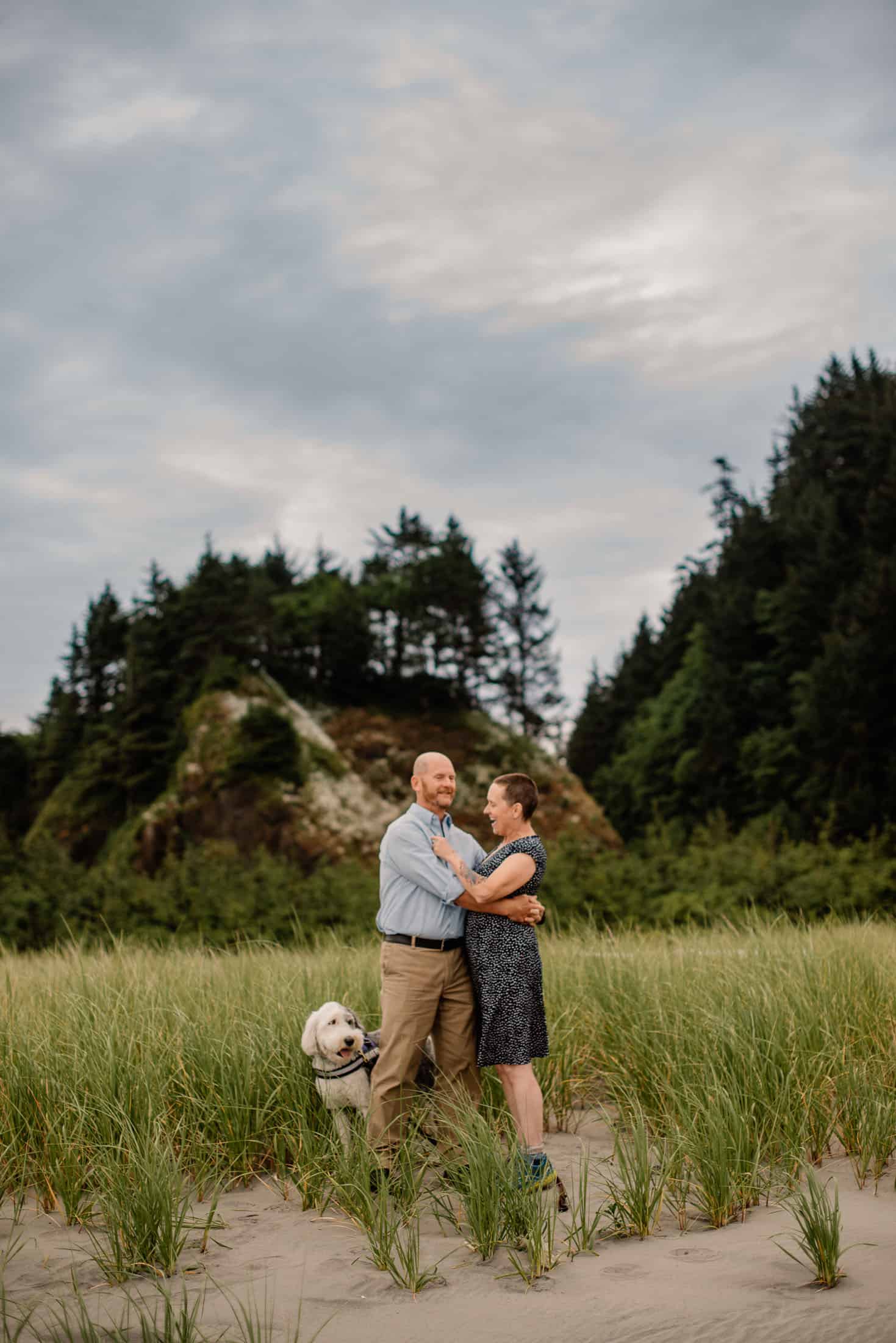 a couple at an alternative Cannon Beach elopement location