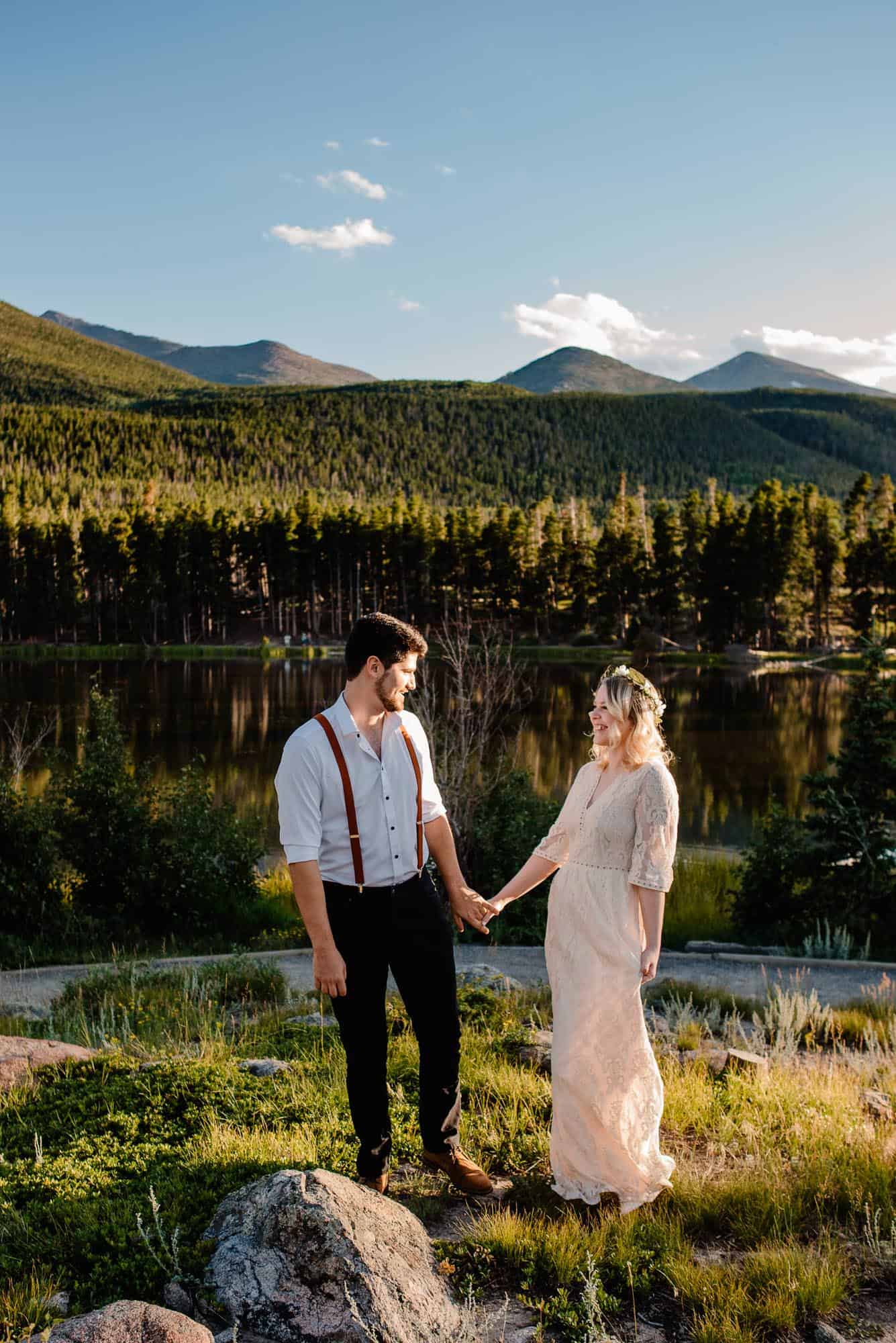 Couple eloping in Colorado inside Rocky Mountain National Park