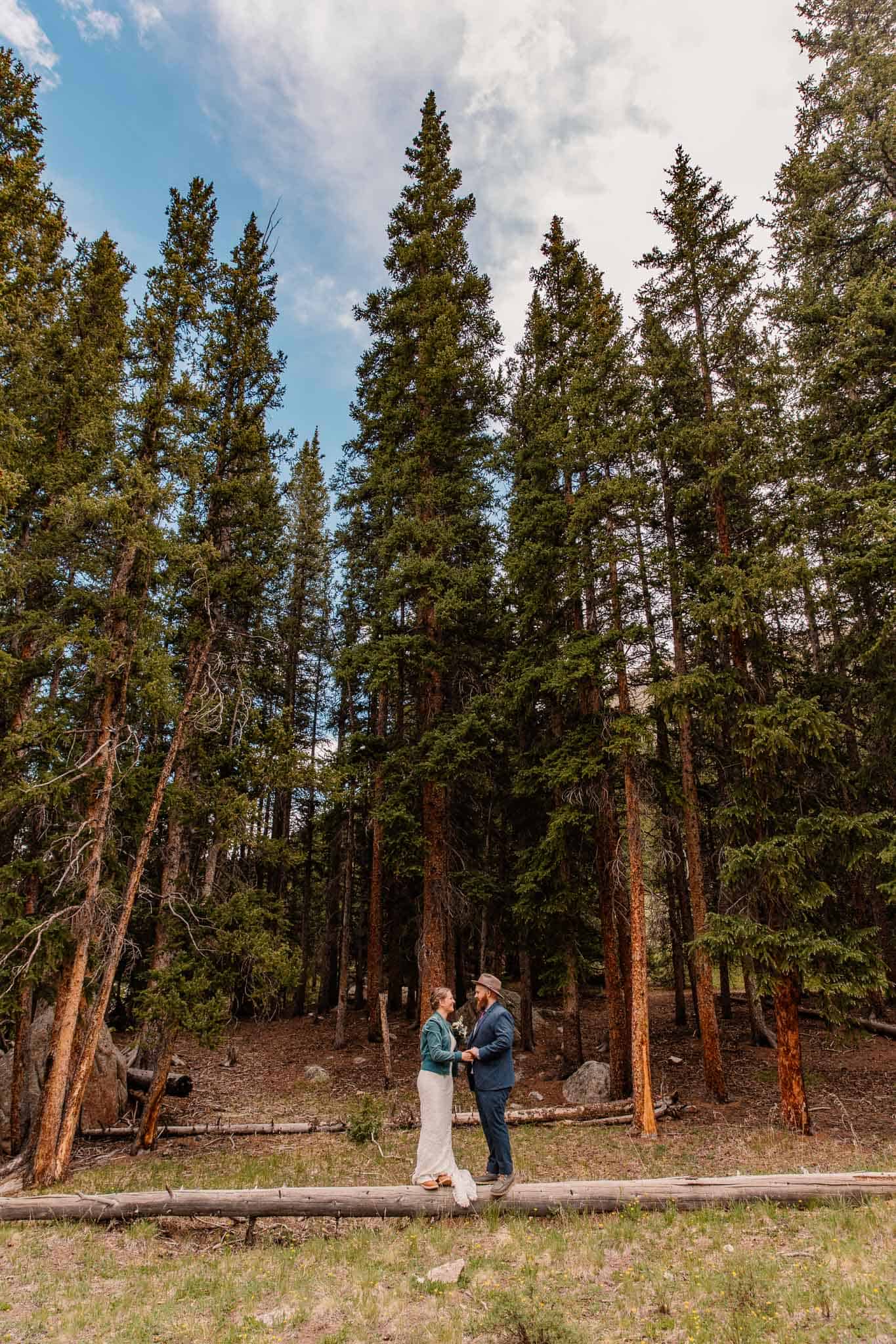 couple in the woods during their oregon elopement