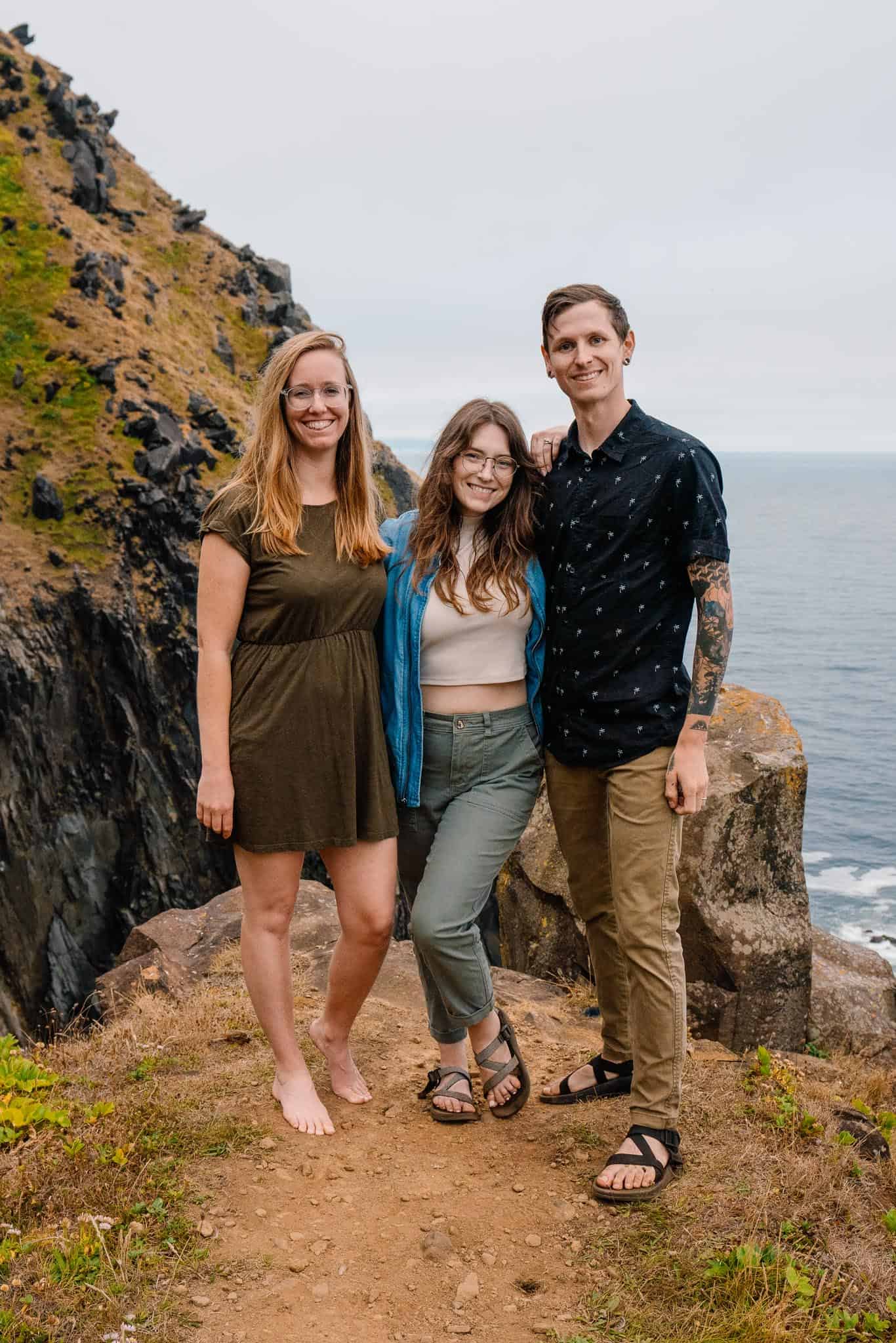 Lumalia, Sam and Kyle, Colorado elopement photographers standing near an ocean edge