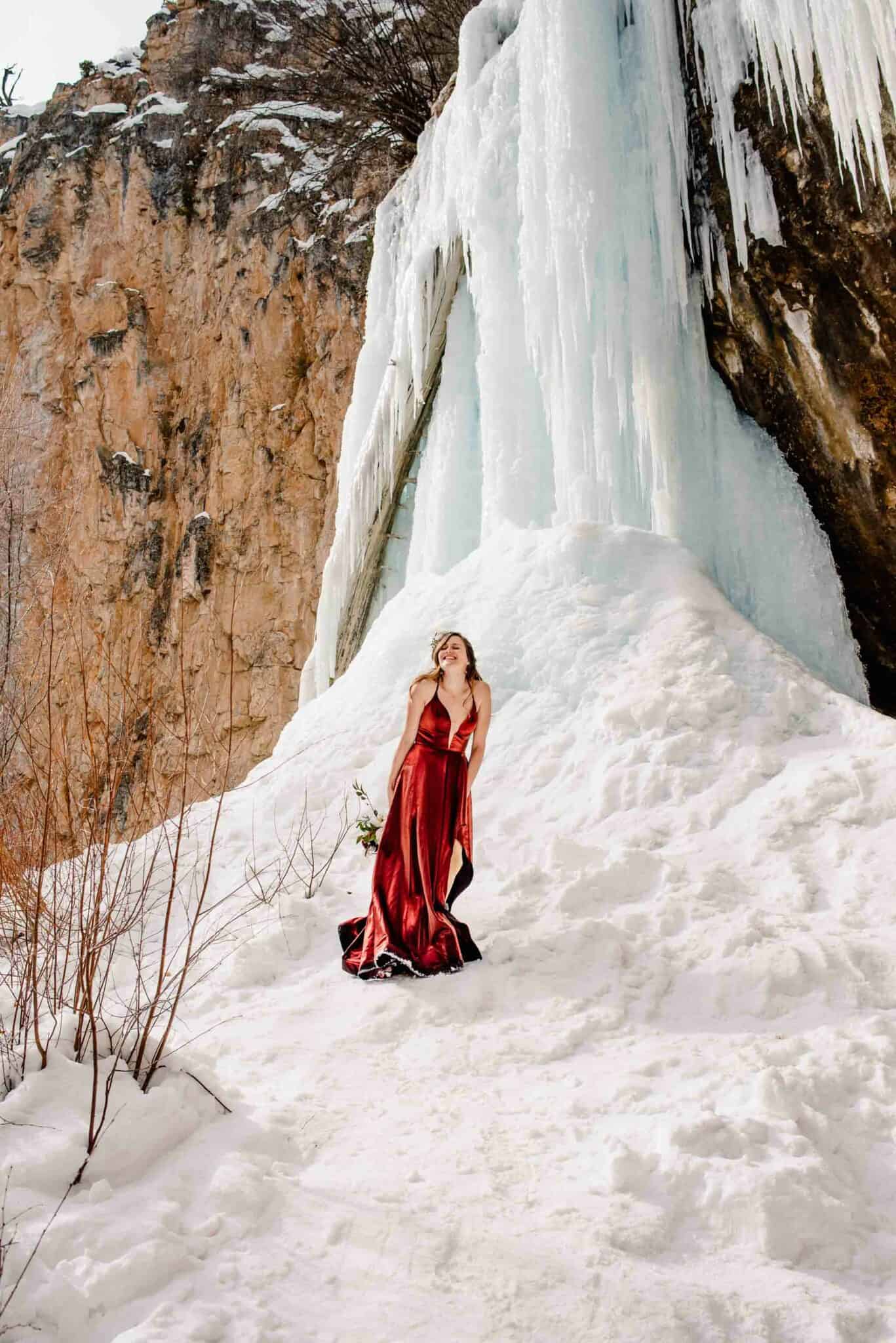 woman at an ice cave