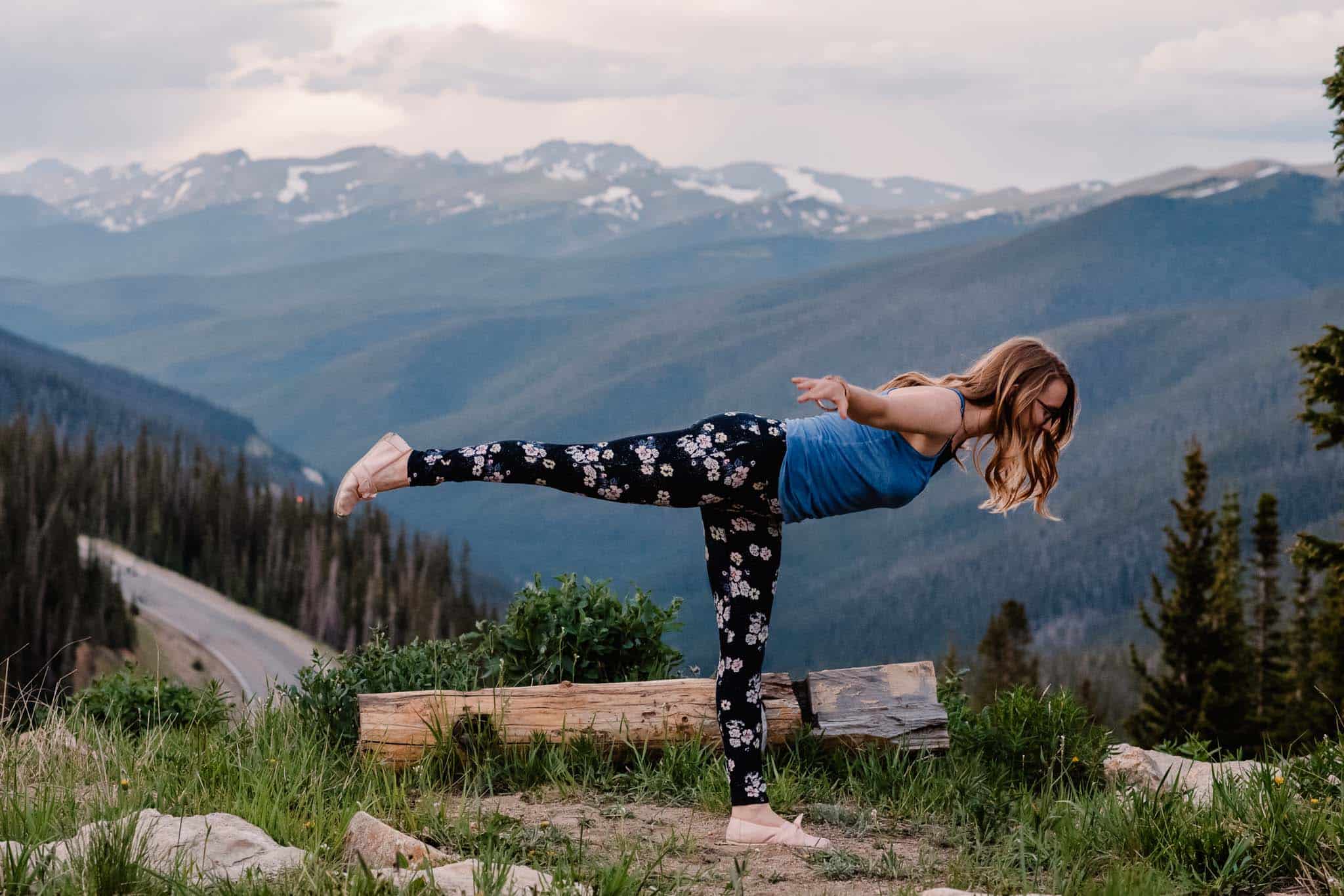 self care yoga pracitce on a mountain top