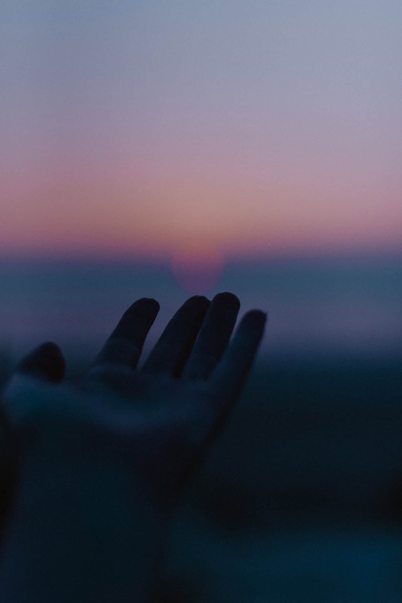 hand at sunset during immersie art somatic experience