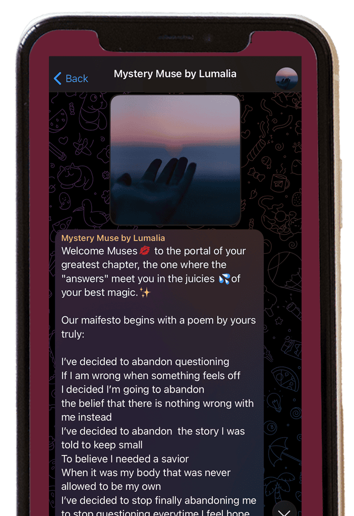 immersive art somatic expereince online Myster Muse telgram experience preivewed