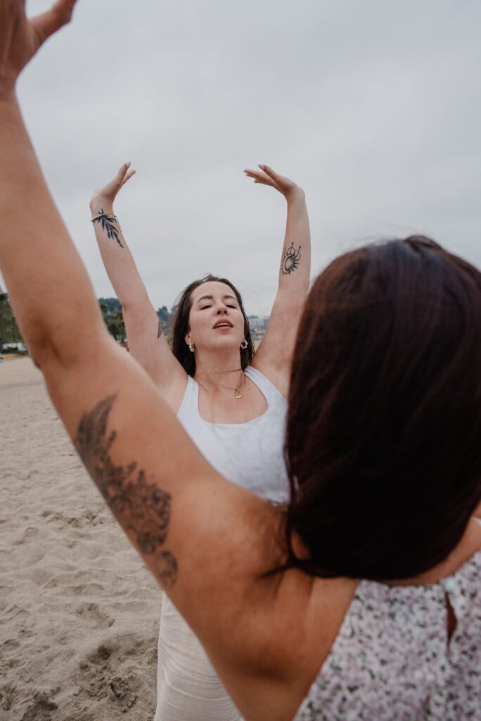 women doing meditation challenge together