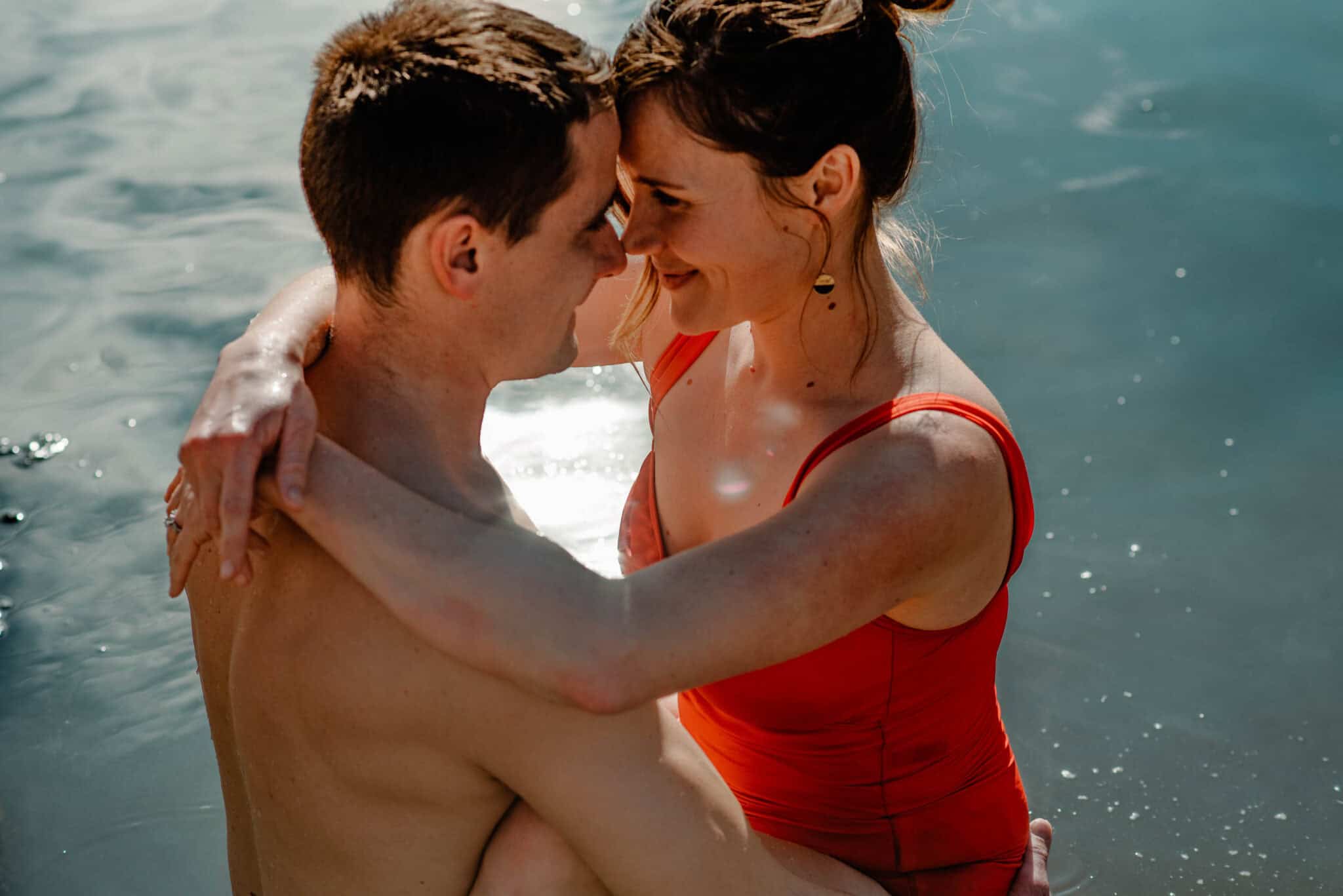 couple in water during Portland anniversary couples photography with Celebrate Again