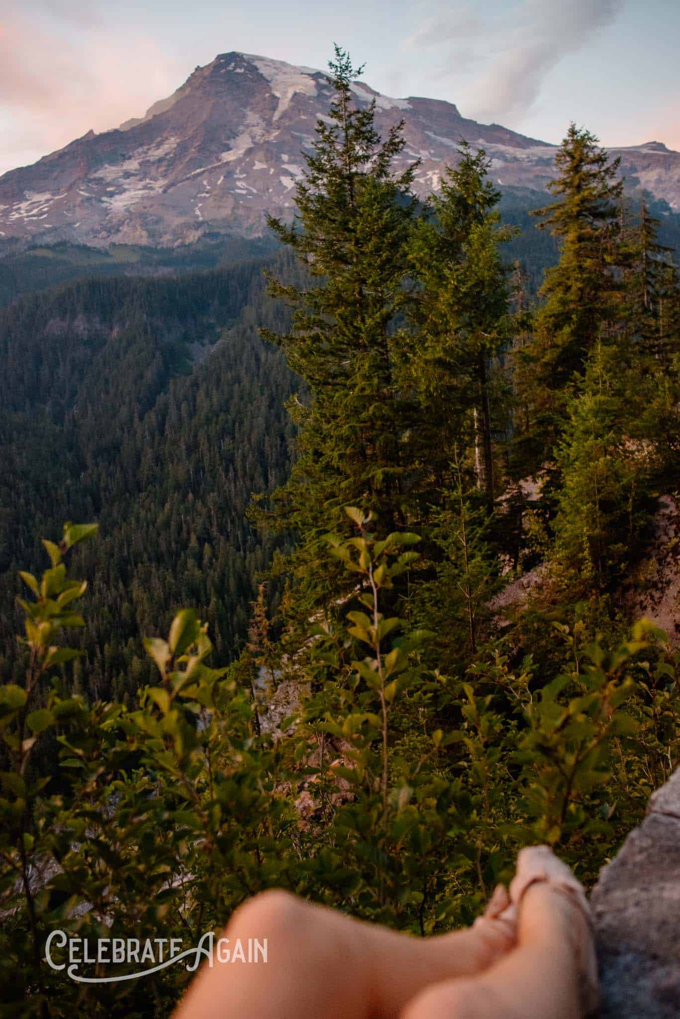 Woman's legs in mountain background for poem about grief, longing and depression
