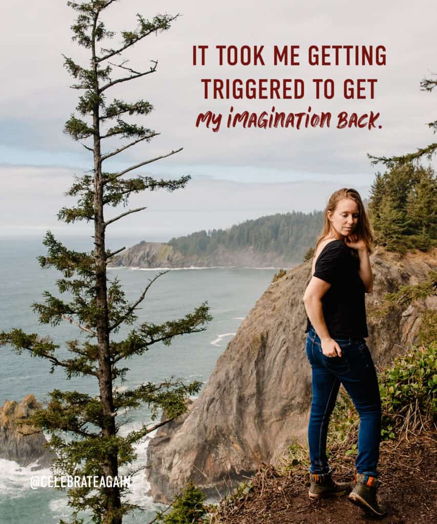 "It took me getting triggered to get my imagination back." Lumalia standing on coast looking back and reflecting on Self-Abandonment in Relationships